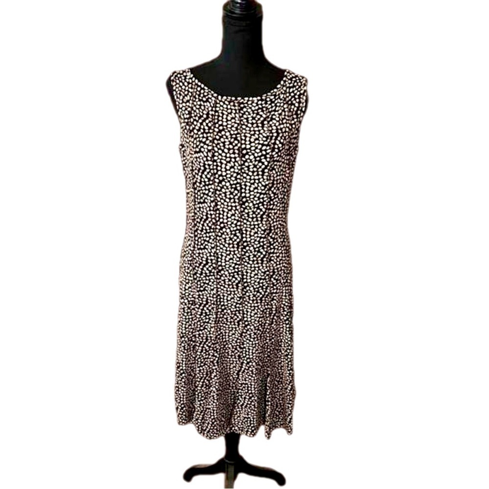 Brown and Cream Coffee Bean Print Sleeveless Fit and Flare Dress Size L